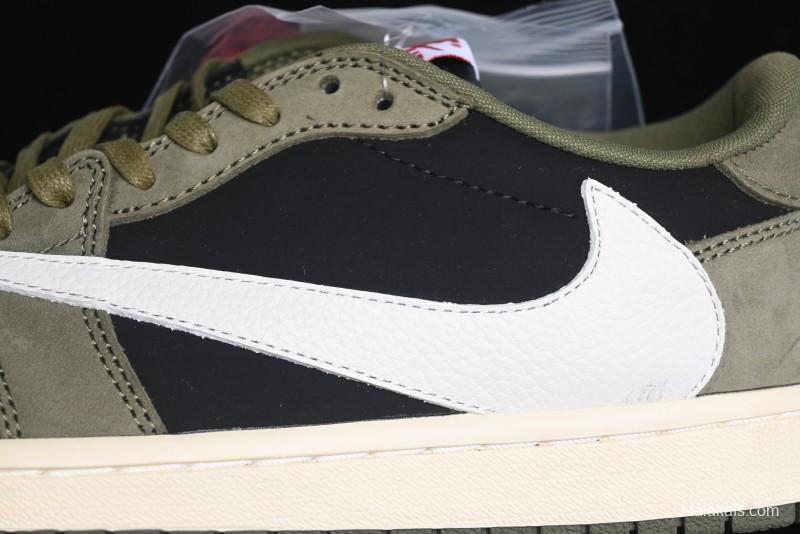 Nike Travis Scott x Air Jordan 1 Low OG AJ1 Collaboration Reverse Swoosh Sneakers - DM7866-002