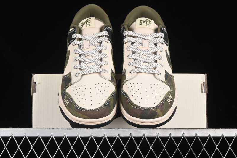 Nike SB Dunk Low Bape Collaboration - Patchwork Camouflage Anniversary Custom Low-Top Casual Sneakers - CH6336-229