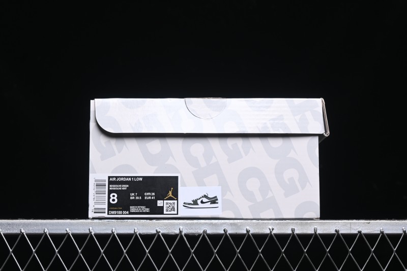 Nike Air Jordan 1 Low AJ1 The North Face Collaboration - Custom Premium Pigskin Dark Green Retro Basketball Shoes - DM9188-004