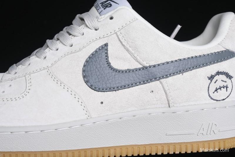 Nike Air Force 1 '07 Low Ghostface Collaboration - Light Grey Pigskin Low-Top Casual Sneakers - DF0188-022