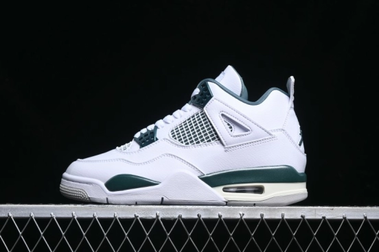 Nike Air Jordan 4 Retro Sneakers in White, Oxidized Green and Neutral Grey - AQ8138-103