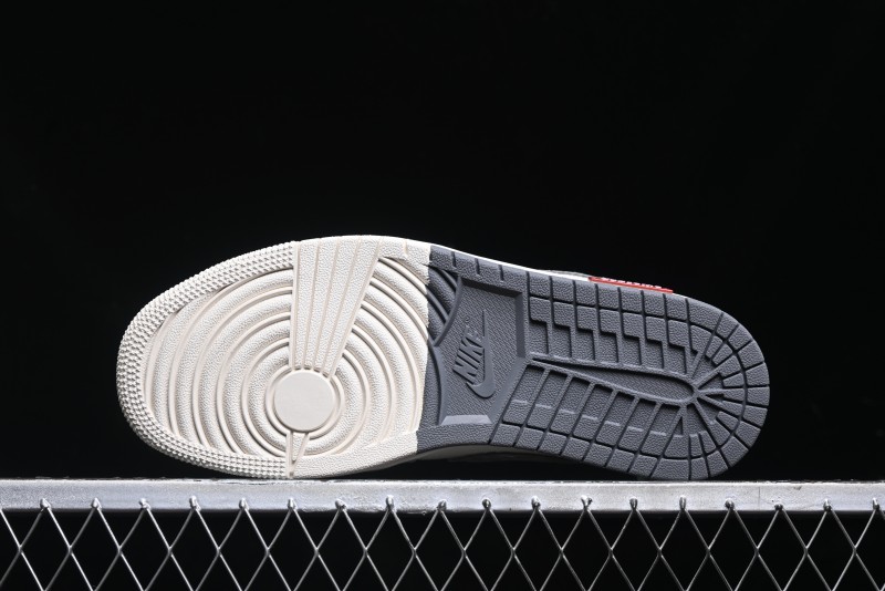 Nike Air Jordan 1 Low Stussy Collaboration - Grey White Dual-Tone Red Tag Retro Basketball Shoes - SJ9950-031