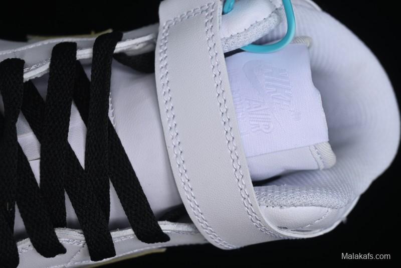 Nike Air Force 1 '07 Mid Hand-Painted Olive Green with Swoosh Shadow Strap Mid-Top Casual Sneakers - CW2289-111