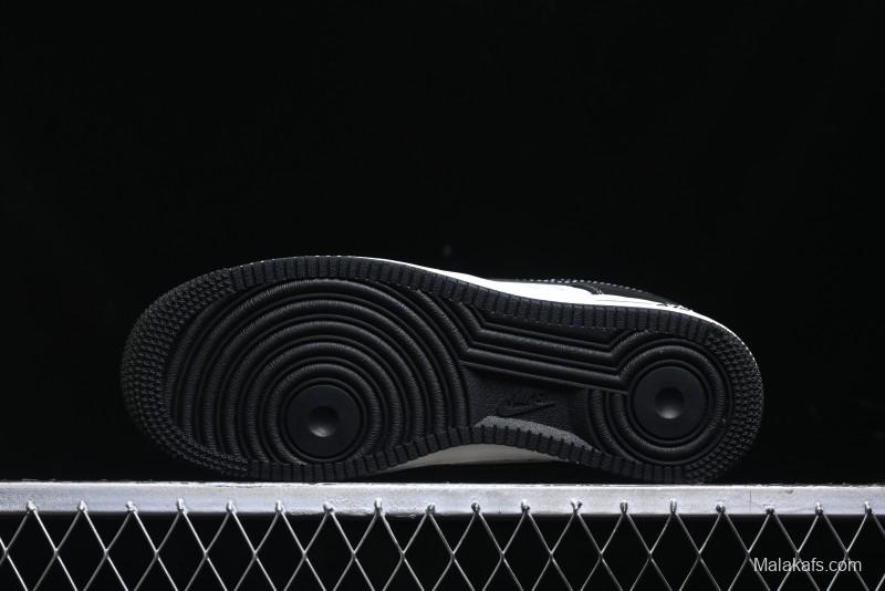 Nike Air Force 1 '07 Low Stussy Collaboration - Black White Mini Swoosh Low-Top Casual Sneakers - SJ6698-010