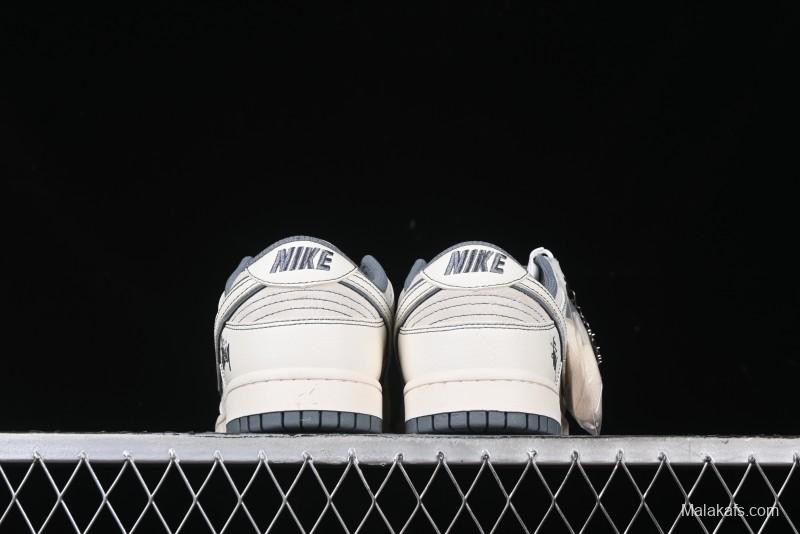 Nike SB Dunk Low Stussy Collaboration - Beige Grey Line Anniversary High-End Custom Low-Top Casual Sneakers - BB7518-007