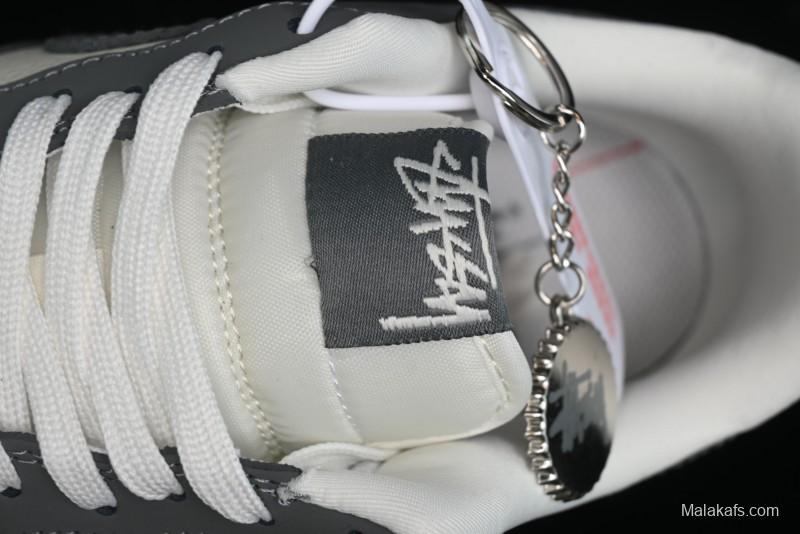 Nike Air Force 1 '07 Low Stussy Collaboration - Light Bone Shadow Low-Top Casual Sneakers - DF0180-008