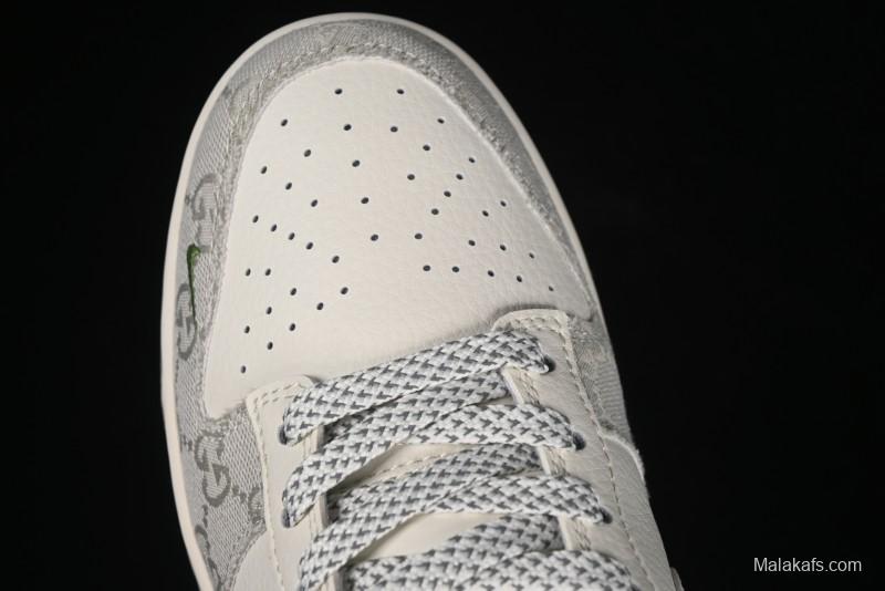 Nike SB Dunk Low Gucci Collaboration - Smoke Green Anniversary High-End Custom Low-Top Casual Skate Shoes - XX2025-389
