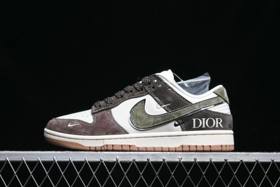 Nike SB Dunk Low Dior Collaboration - Chestnut Anniversary High-End Custom Low-Top Casual Sneakers - XS1086-007