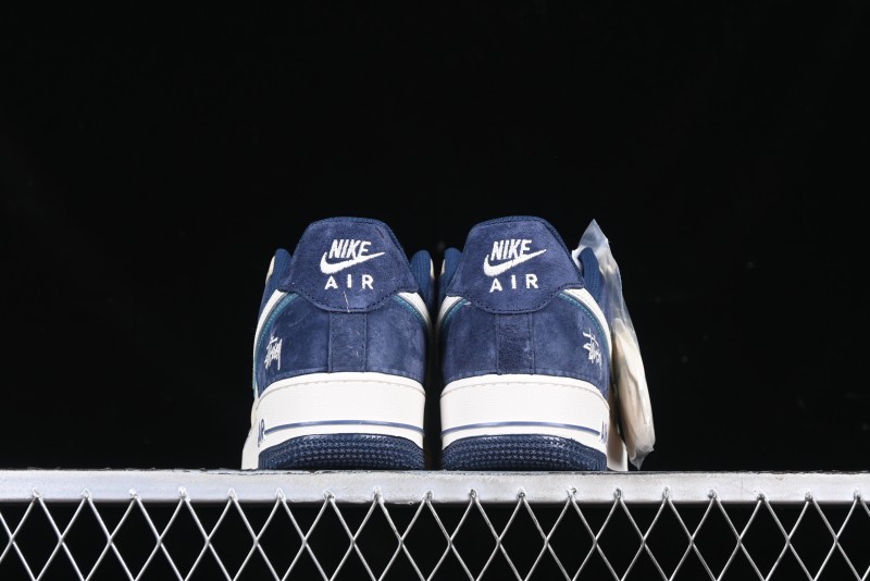 Nike Air Force 1 '07 Low Stussy Collaboration Light Blue White Transparent Swoosh Low-Top Casual Sneakers - DM6688-055