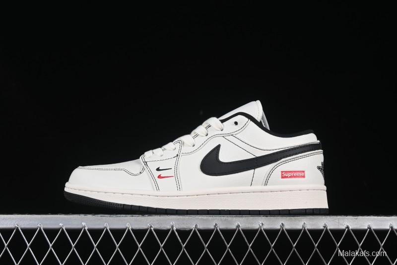 Nike Air Jordan 1 Low Supreme Collaboration Retro Basketball Shoes - XX3318-108
