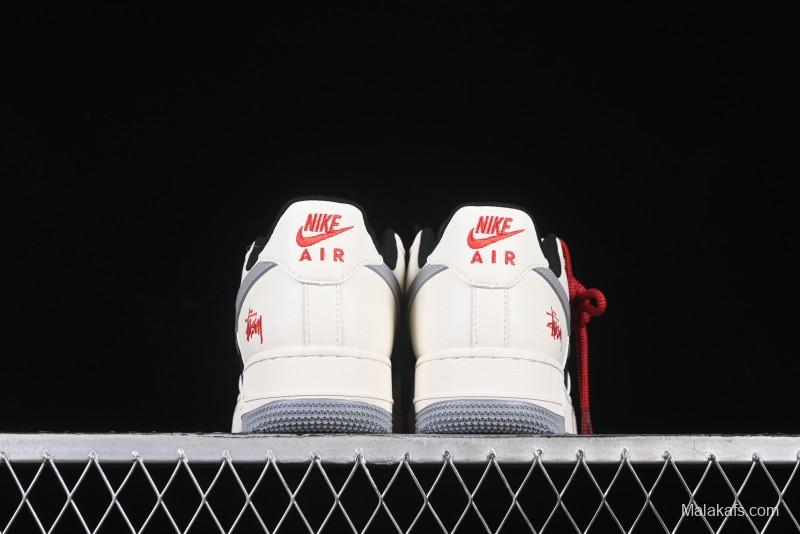 Nike Air Force 1 '07 Low Stussy Collaboration Beige Grey Black Low-Top Casual Sneakers - XZ6188-766