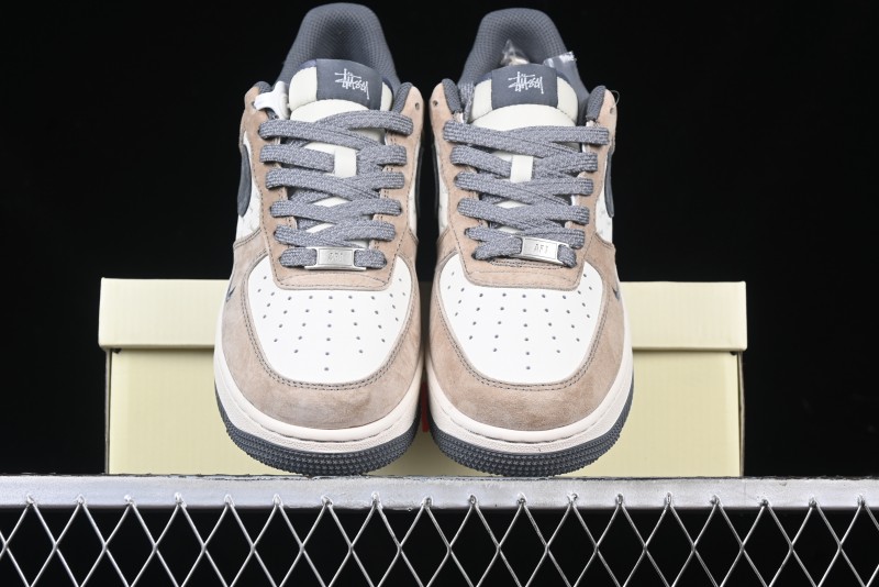 Nike Air Force 1 '07 Low Stussy Collaboration - Lambskin Brown Low-Top Casual Sneakers - XZ6188-888