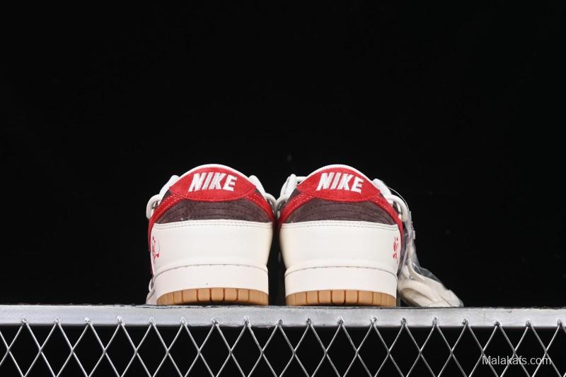 Nike SB Dunk Low Year of the Snake Series - Lace-Up Red Hook Anniversary High-End Custom Low-Top Casual Skate Shoes - YX5066-266