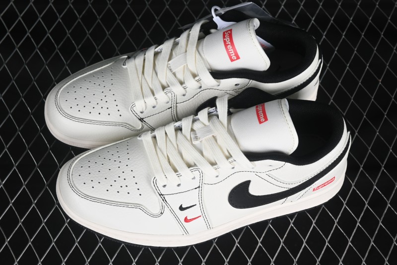 Nike Air Jordan 1 Low Supreme Collaboration Retro Basketball Shoes - XX3318-108