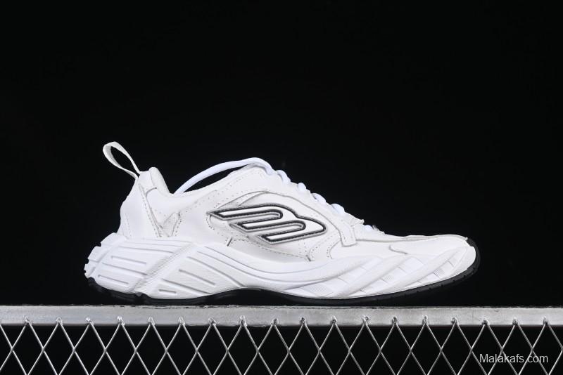Balenciaga Monday Leather Round Toe Lace-Up Low-Top Lifestyle Sneakers - WDTSC9110