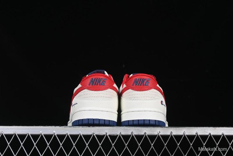 Nike SB Dunk Low Edison Chen Collaboration Blue Red Swoosh Anniversary Custom Low-Top Casual Skate Shoes - DJ2024-099