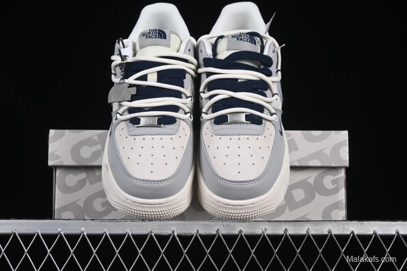 Nike Air Force 1 '07 Low The North Face Collaboration Grey Blue Lace-Up Low-Top Casual Sneakers - DM6688-024