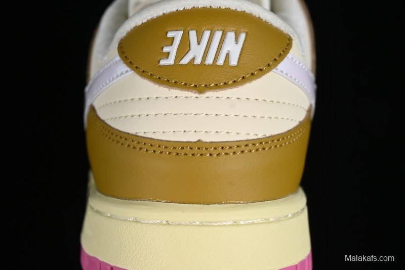 Nike Dunk Low "Just Do It" SB Low-Top Casual Skate Shoes in Coconut Milk and Pink - FD8683-700