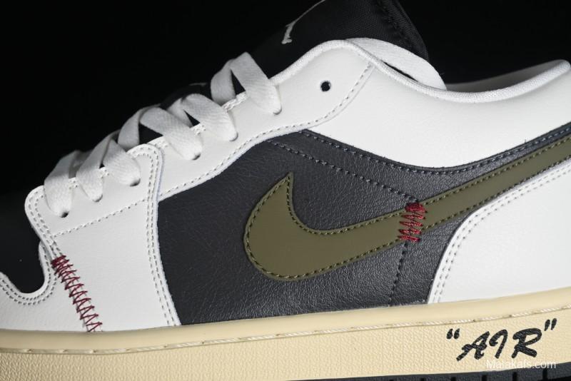 Nike Air Jordan 1 Low AJ1 Custom Black Green Low-Top Culture Casual Sneakers - DC0774-001