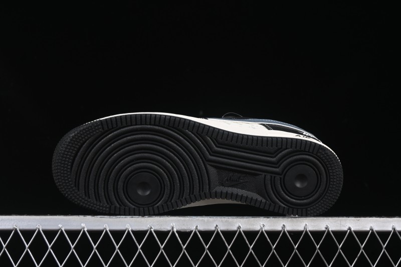 Nike Air Force 1 '07 Low Stussy Collaboration Grey Blue Black Leather Low-Top Casual Sneakers - XZ6188-199