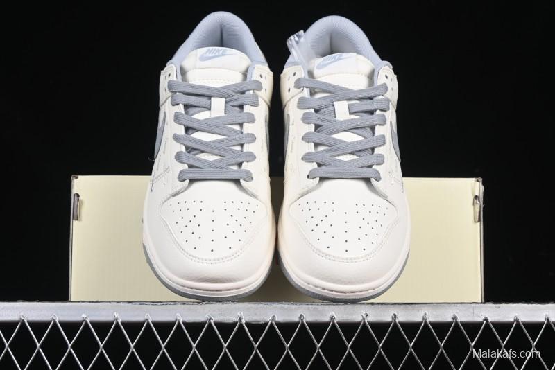 Nike SB Dunk Low Stussy Collaboration Light Grey Brushed Swoosh Anniversary Custom Low-Top Casual Sneakers - XX2025-608