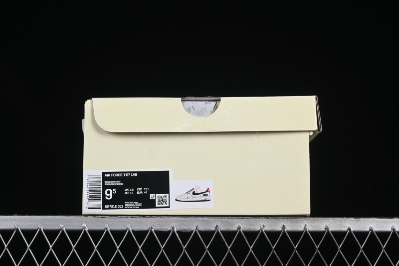 Nike Air Force 1 '07 Low Supreme Collaboration Sneakers with Red Tab and Blue Swoosh - BB7518-021