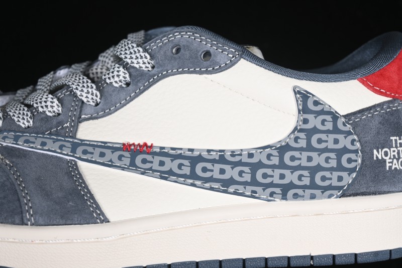 Nike Travis Scott x Fragment Design x Air Jordan 1 Low OG SP AJ1 CDG White Grey Low Top Casual Sneakers - DM9288-005