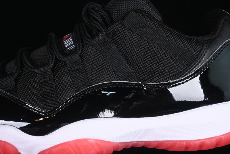 Nike Air Jordan 11 Low Bred Basketball Shoes with Patent Leather and Carbon Fiber - FV5104-006