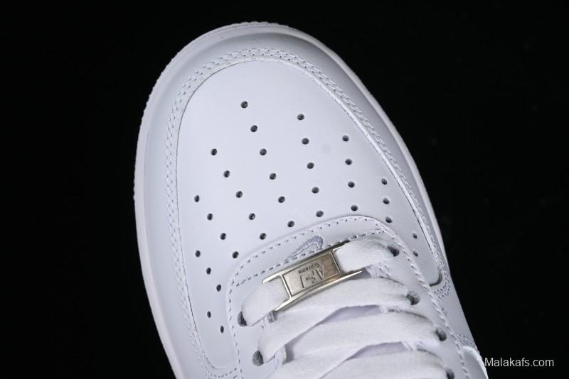 Nike Supreme x Air Force 1 '07 Low White Red Collaboration Casual Sneakers - CU9225-101