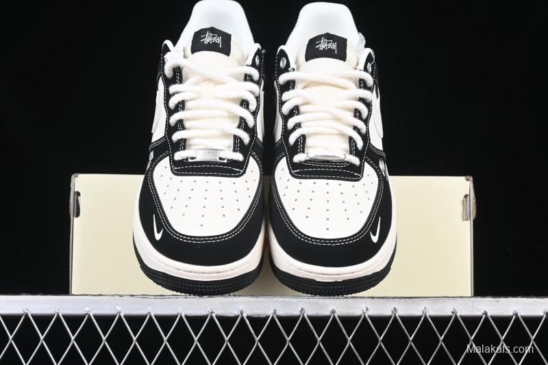 Nike Air Force 1 '07 Low Stussy Collaboration - Beige Black with Red Tab Low-Top Casual Sneakers - SJ6698-014