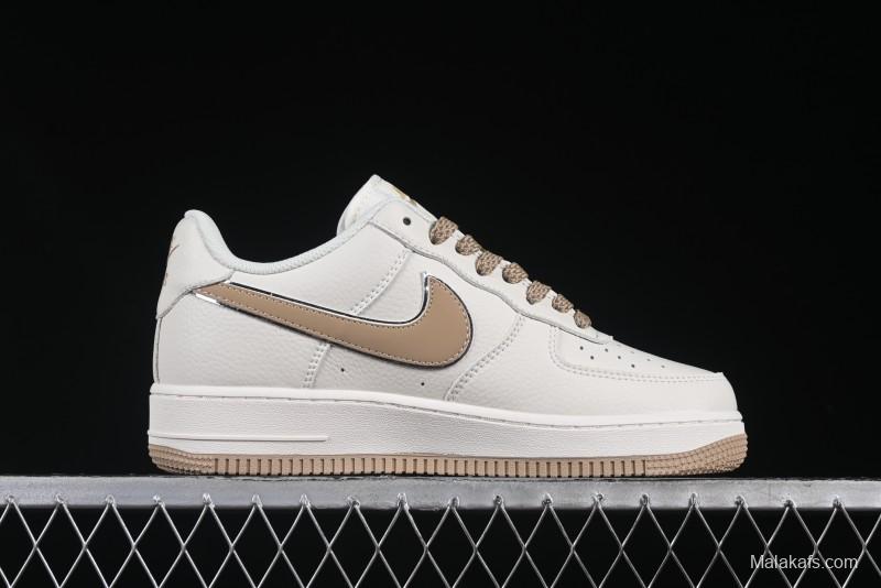 Nike Air Force 1 '07 Low QR Code Metallic Gold Star Sneakers Low-Top Casual Shoes - CU1836-965