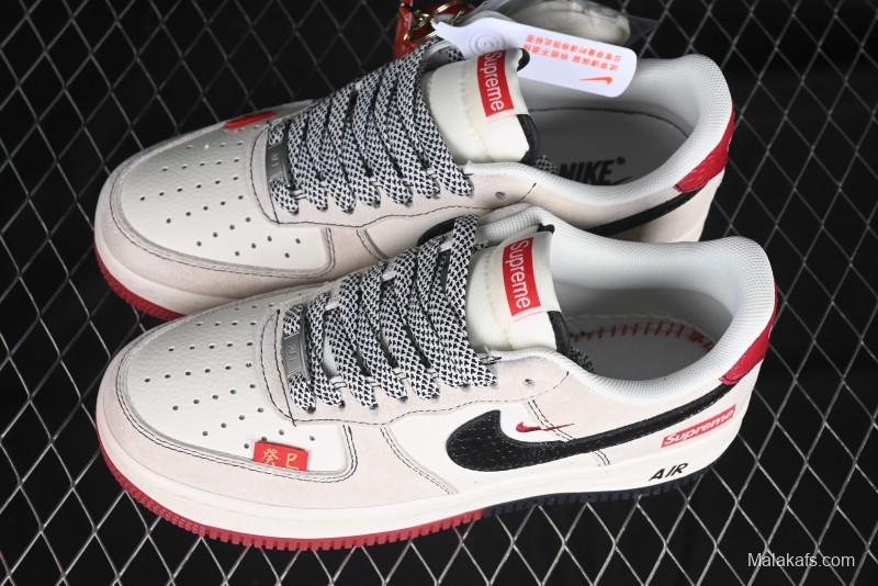 Nike Air Force 1 '07 Low Supreme Snake Year Limited Edition Black Snake Swoosh Low-Top Casual Sneakers - HH7518-033