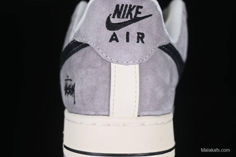 Nike Air Force 1 '07 Low Stussy Collaboration Black Grey Patchwork Low-Top Casual Sneakers - XZ6188-363