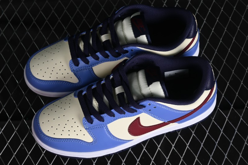 Nike Dunk Low SB Skateboarding Shoes in White Blue Red Colorway - FV8119-161