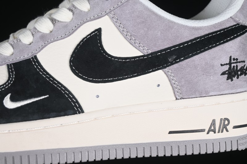 Nike Air Force 1 '07 Low Stussy Collaboration Black Grey Patchwork Low-Top Casual Sneakers - XZ6188-363