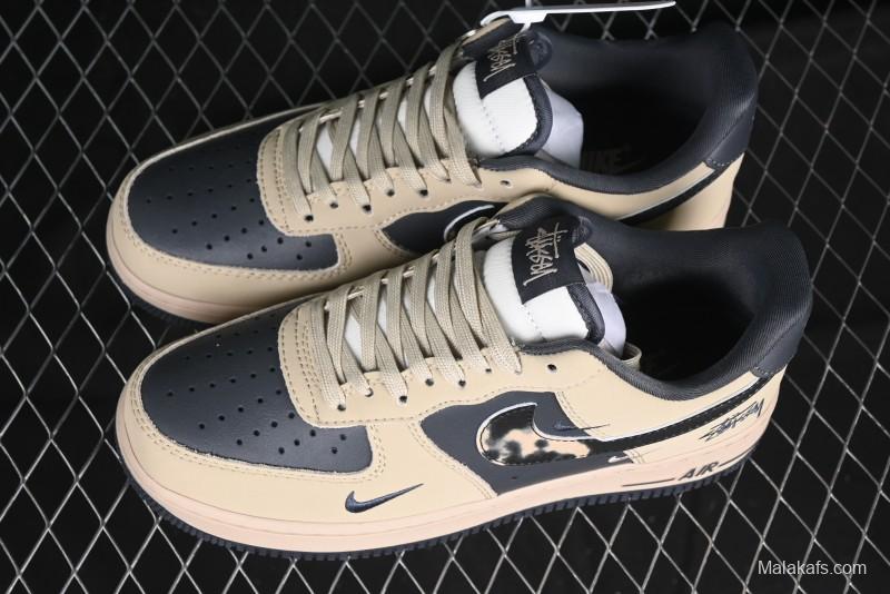 Nike Air Force 1 '07 Low Stussy Collaboration Grey Fog Swoosh Low-Top Casual Sneakers - KK1988-033