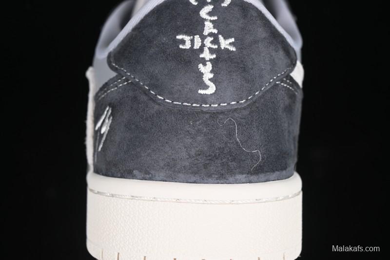 Nike Travis Scott x Fragment Design x Air Jordan 1 Low OG SP AJ1 Retro Sneakers in Traffic Grey - CF3688-055