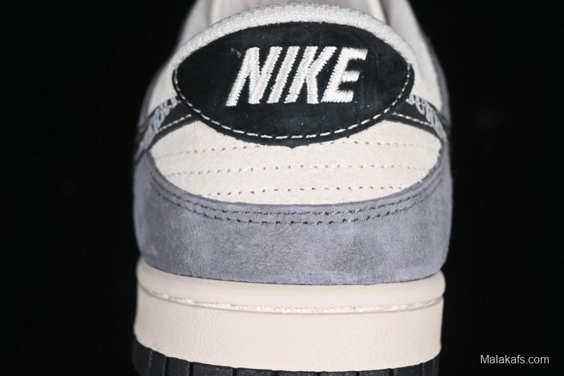 Nike SB Dunk Low Anniversary Edition Customized Sneakers with Grey Swoosh Logo - DJ2024-083