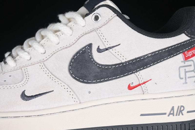 Nike Air Force 1 '07 Low Champion Collaboration Dual-Tone Grey Swoosh Triple Mini Swoosh Low-Top Casual Sneakers - SJ6698-022
