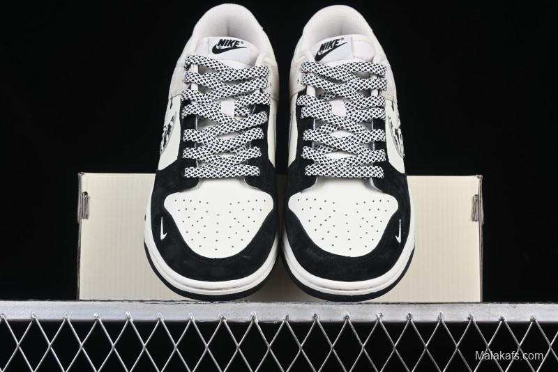 Nike SB Dunk Low Stussy Collaboration Zebra Black White Swoosh Anniversary Custom Low-Top Casual Skate Shoes - DJ2024-060