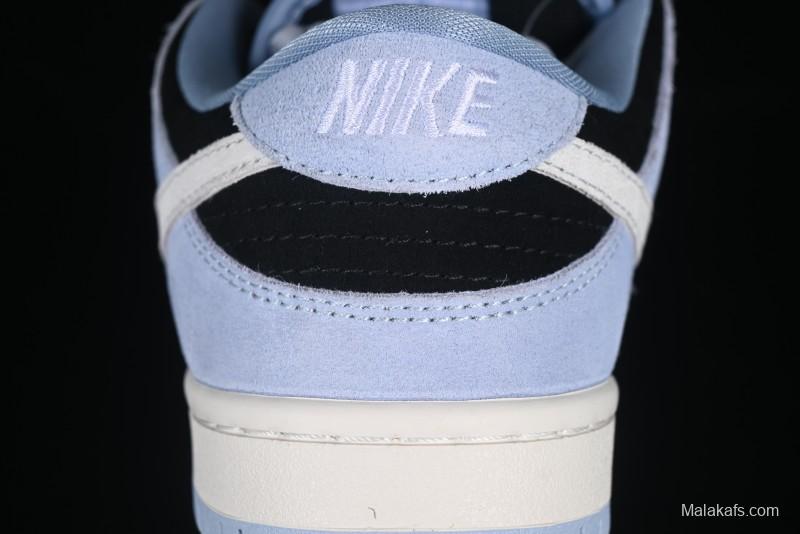 Nike SB Dunk Low Aluminum Skateboarding Shoes with Black Blue White Swoosh - HF3063-400