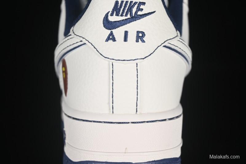 Nike Air Force 1 '07 Low Bape Collaboration Off-White Navy Blue Casual Sneakers - HH7518-066