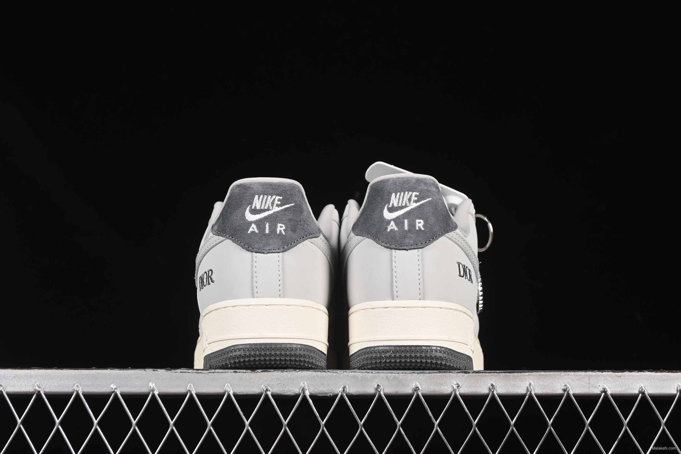 Nike Air Force 1 '07 Low Dior Collaboration Classic Gray Low-Top Casual Sneakers - DF0188-041