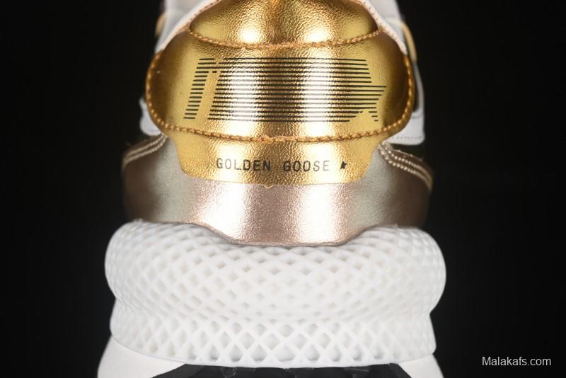 Golden Goose Marathon White Black Gold Comfortable Low-Top Lifestyle Sneakers - H8D4