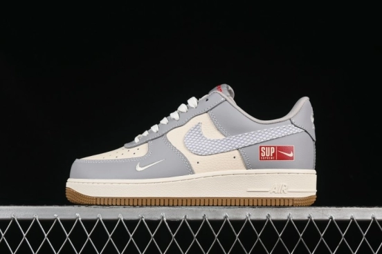 Nike Air Force 1 '07 Low Supreme Collaboration Light Grey Gum Casual Sneakers - KK1988-075