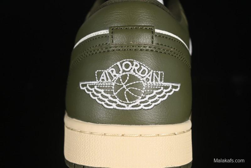 Nike Air Jordan 1 Low AJ1 Military Green White Casual Lifestyle Sneakers - DC0774-122