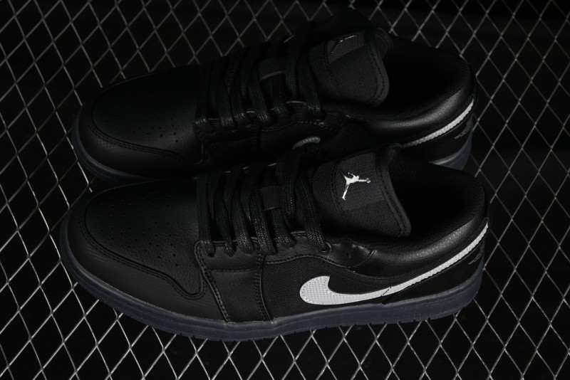 Nike Air Jordan 1 Low AJ1 Basketball Shoes Black White Canvas Leather Panel - HV5968-001