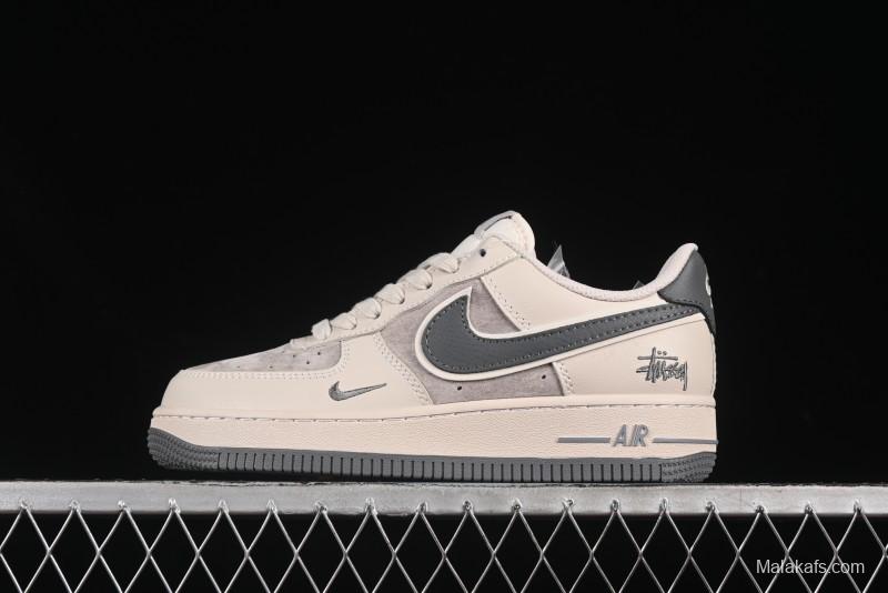 Nike Air Force 1 '07 Low Stussy Collaboration Pig Grey Swoosh Grey Sole Casual Sneakers - XX3168-126