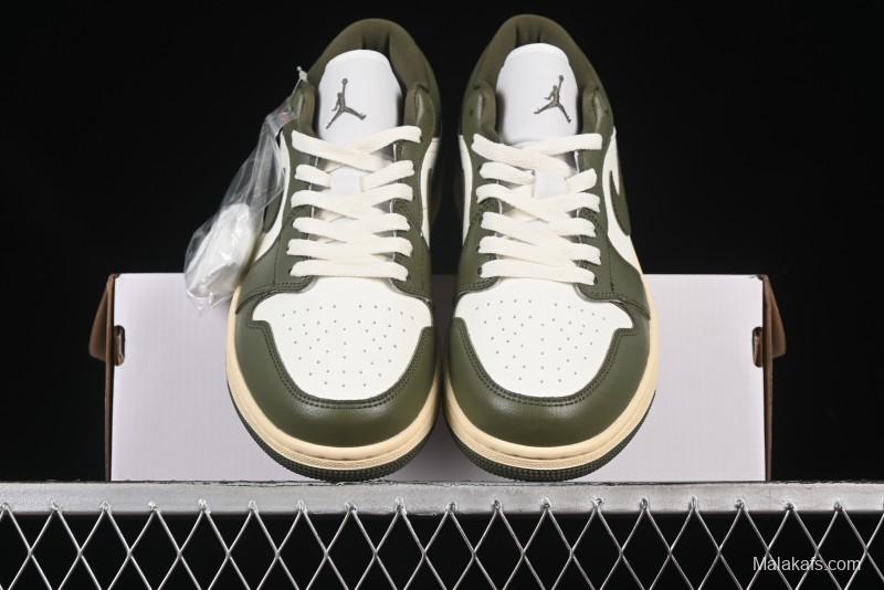 Nike Air Jordan 1 Low AJ1 Military Green White Casual Lifestyle Sneakers - DC0774-122
