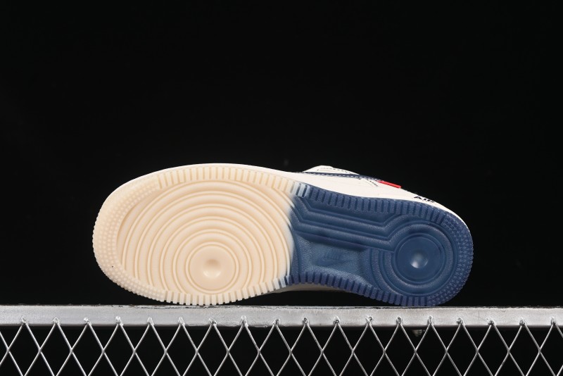 Nike Air Force 1 '07 Low Stussy Collaboration Dual-Tone Blue Red Logo Casual Sneakers - HH7518-072